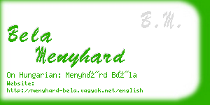 bela menyhard business card